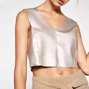 Zara brand new metallic crop top with tags